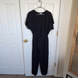 Crepe Cotton Black Jumpsuit with Pockets SMALL